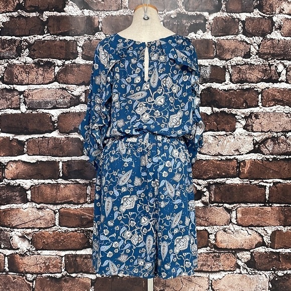 Boutique Romper Ruffled Sleeves Paisley Blue Size 1X - Picture 4 of 16